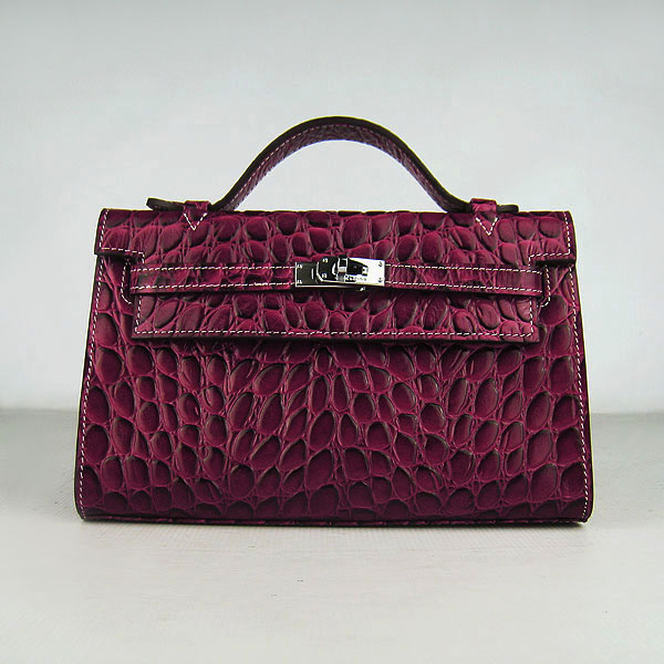 AAA Hermes Kelly 22 CM France Python Leather Handbag Wine H008 On Sale - Click Image to Close